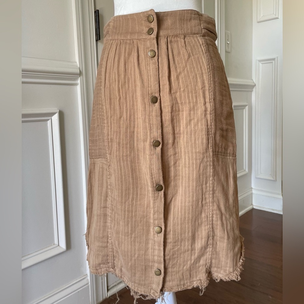 Free People Button-Front Tan Skirt Size XS